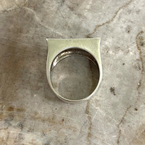 VTG Sterling Silver 925 7 Row Marcasite Rectangular Wide Band Ring Sz 5.5 - Picture 7 of 16